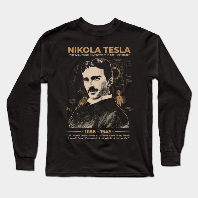 Nikola Tesla Long Sleeve T-Shirt by dan89